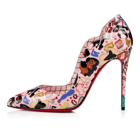 Christian Louboutin Hot Chick 100 Pink Patent Leather Bored Red Heel Pump 37 - Picture 3 of 12
